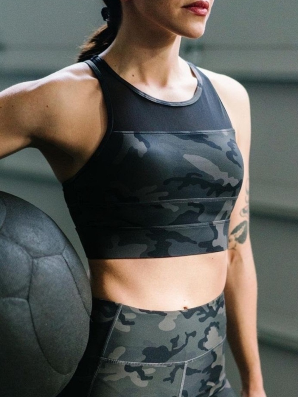 Black Gray Camo ZYIA All-Star Sports Pullover Padded Bra